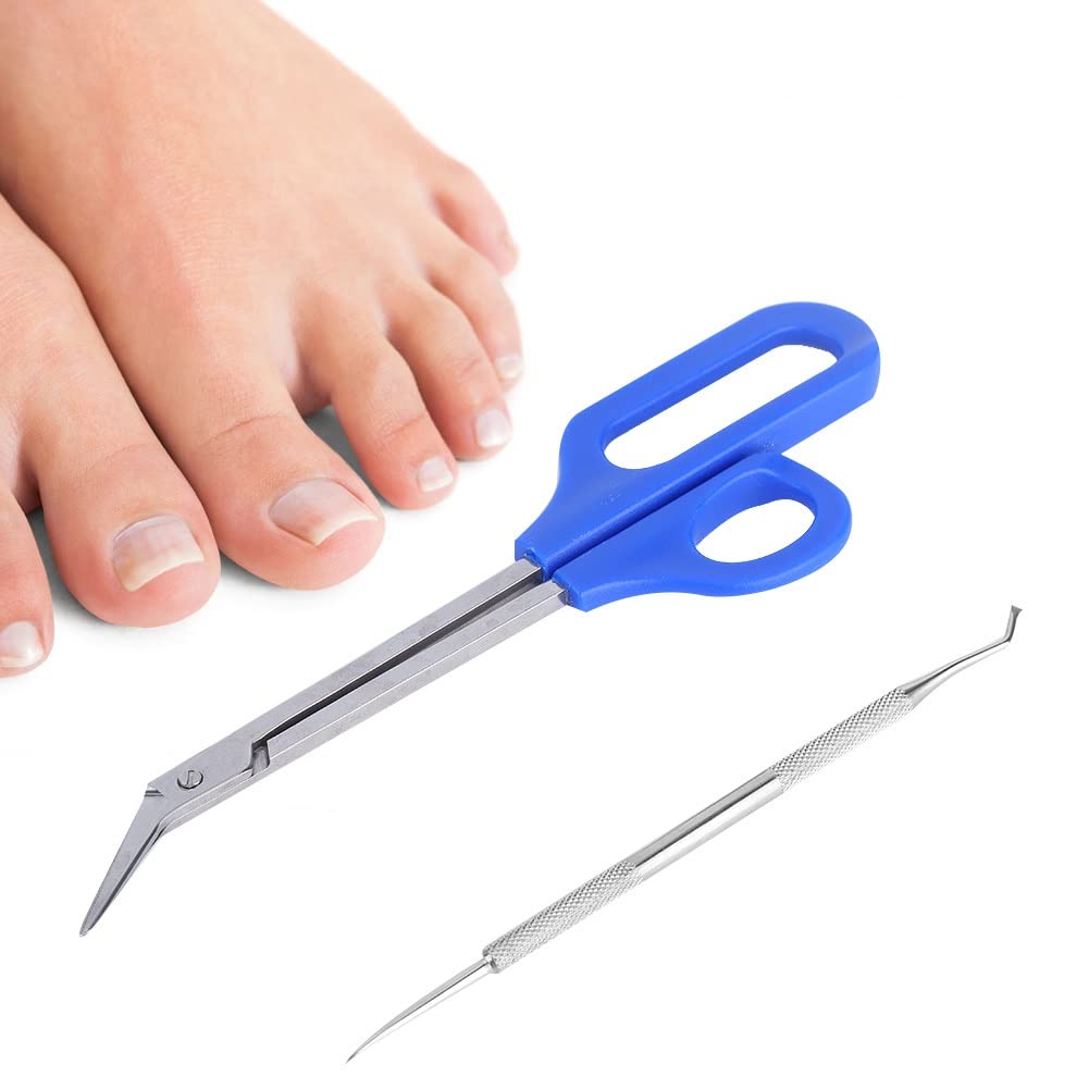 Long Handled Toenail Clippers Scissors + Nails File, for Men Women Elderly for Thick Nails Pedicure Tool Set