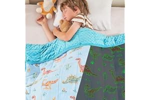 yescool Weighted Blanket 5 Pounds Weighted Lap Blanket, Glow in The Dark Dinosaur Heavy Blankets, Warm Minky Weighted Throw Blanket Gift for 40-60lbs, 36"x48"