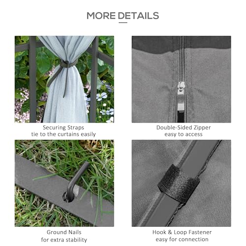 Outsunny 10'x10' Garden Gazebo Patio Canopy Portable Party Event Backyard w/Mosquito Netting Grey