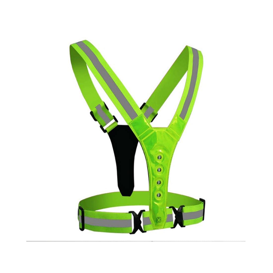 Safety Green Hi Viz Reflective Flashing Belt Cycling Walking Running Bike Red Light Dark