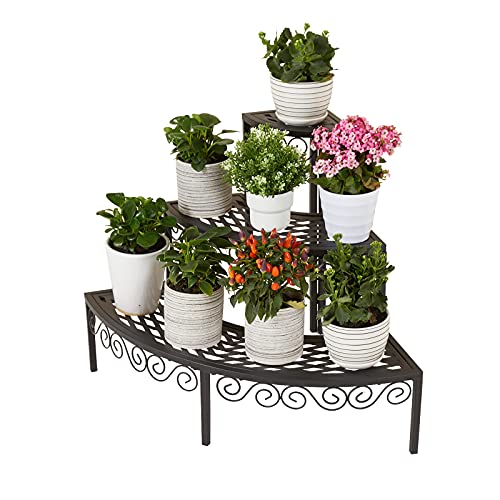 Befrases Corner Plant Stand Flower Pot Organizer Rack, 3 Tier Quarter