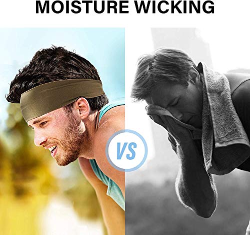 DOMEI 4PCS Mens Athletic Headbands Workout Sweat Bands Headbands Men Fitness Hair Band for Running, Cycling, and Football