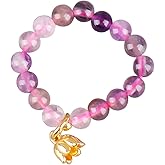 ZAcjblx 2Pcs Natural Pink Crystal Beads Ring,4mm Beads Elastic Rings