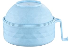 MIIDNTLX Microwave Ramen Bowl,Microwave Ramen Cooker with Lid,Plastic Mixing Salad Pasta Fruit Rice Cereal Instant Noodles Soup Maker Plate Bowls Set Kitchen College Dorm Room Essentials