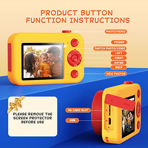 Kids Camera for Boys and Girls, SUPREUN Kids Digital Video Toddler Camera 1080P 16MP Video Camera Recorder Compact Point and Shoot Camera Christmas Festival Birthday Gifts for Kids Toys,32GB TF Card