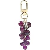 YZYDF Crystal Grape Charm Keychain Sweet Cool Simulated Fruit Keyring Pendant Bag Hanging Ornament Women Backpack Decorations