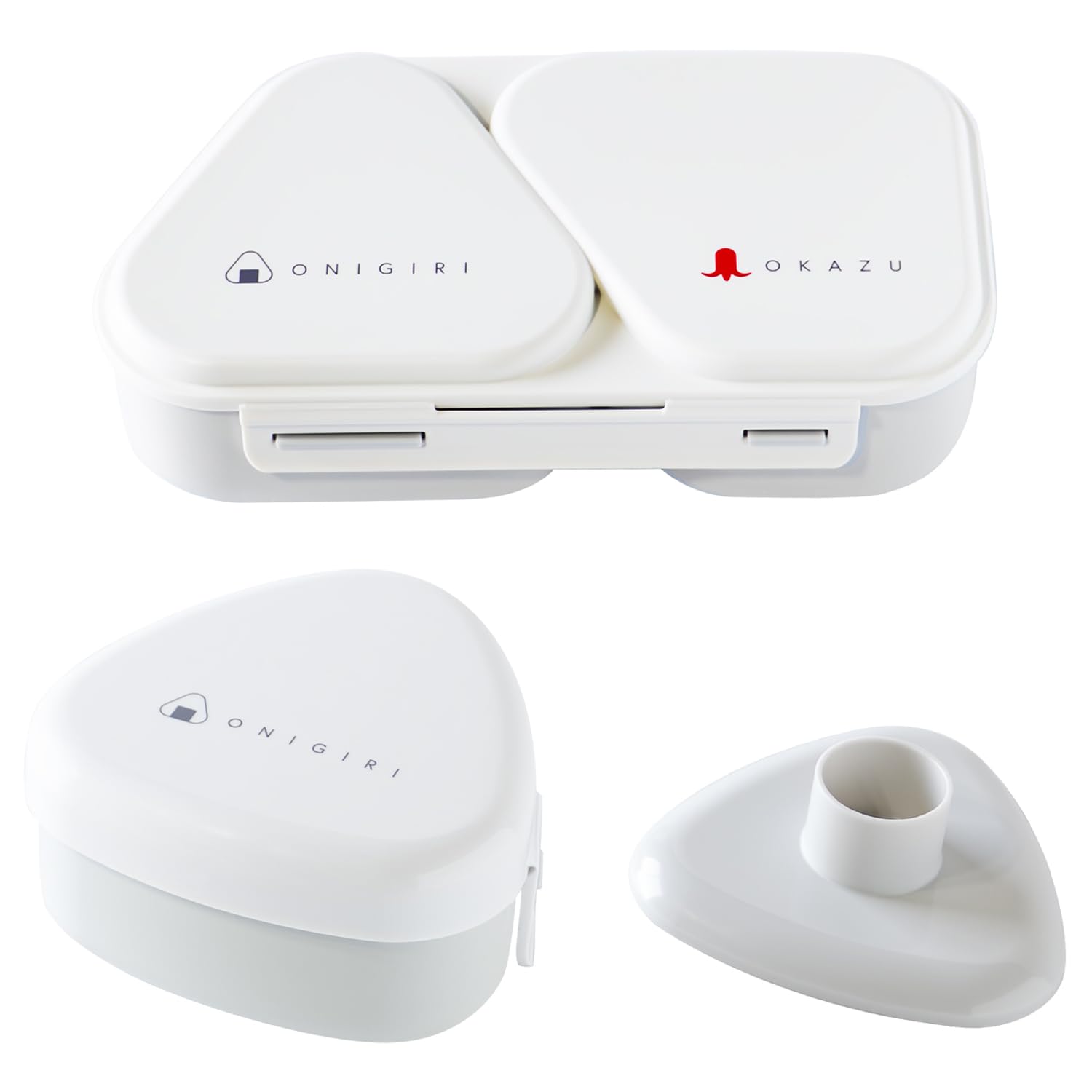 オーエスケー（OSK) おにぎりランチケース & おにぎりケース セット 弁当箱 パステル グレー 押し型付 電子レンジ対応 LS-15 LS-20 日本製商品画像