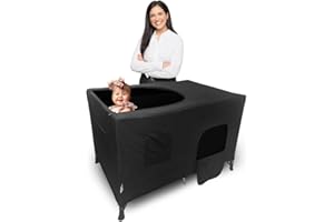 Ark Royale Sleep’N’Shade PRO Series – Blackout Pack N Play Cover with Video Monitor Pouch – The Darkest Canopy Crib Cover for Travel Naps Play or Sleep – for Age 4 Months and Older