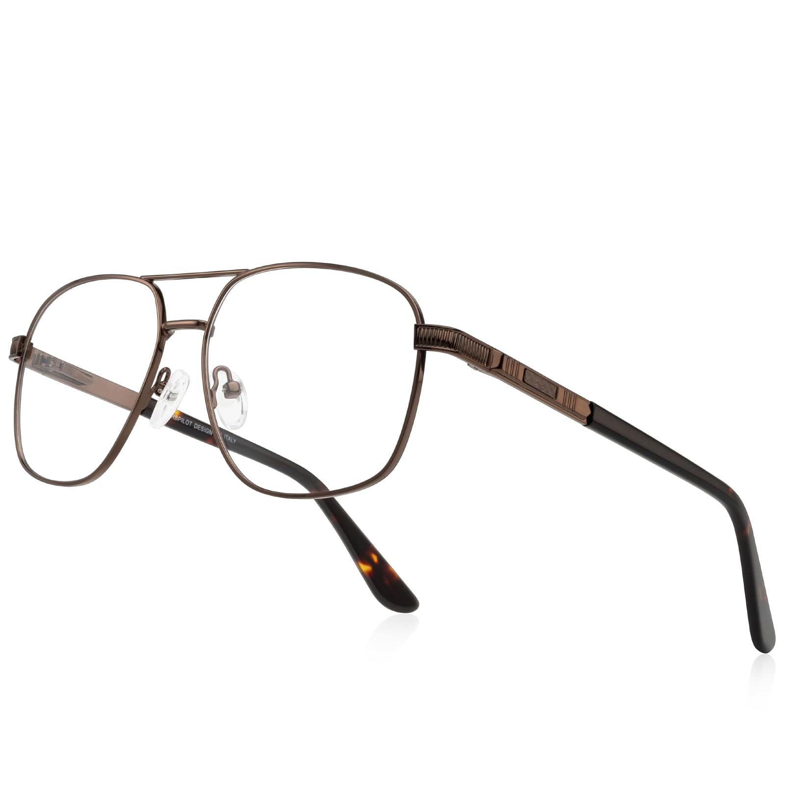 Photo 1 of RB.Pilot Reading Glasses for Men Square Double Bridge Light Blocking Computer Readers Spring Hinge Metal Frame Acetate Legs