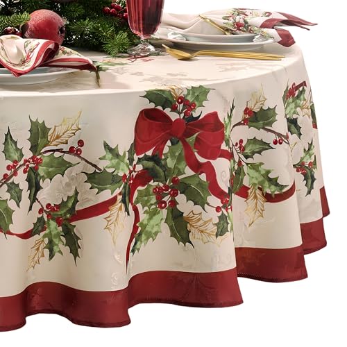 Elrene Home Fashions Villeroy & Boch Winter Bows & Garland Christmas/Holiday Ta…