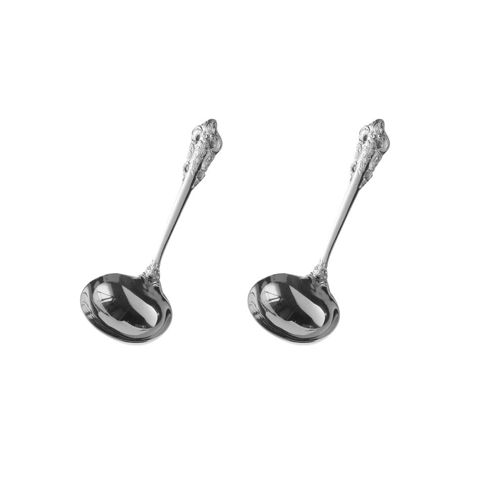 ZFQ 2 Pieces 18/10 Stainless Steel Deep Soup Spoon, 6.5 Inches Long, 2.76 Inches Wide, Large Capacity for Service, Mirror Polishing, Dishwasher Safety, Silver
