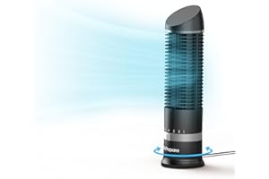 DR.PREPARE 16" Small Tower Fan, 3 Speeds with 60° Oscillating Fan, Bladeless Tabletop Fans for Indoors, Portable Personal Table Fans for Office, Desktop