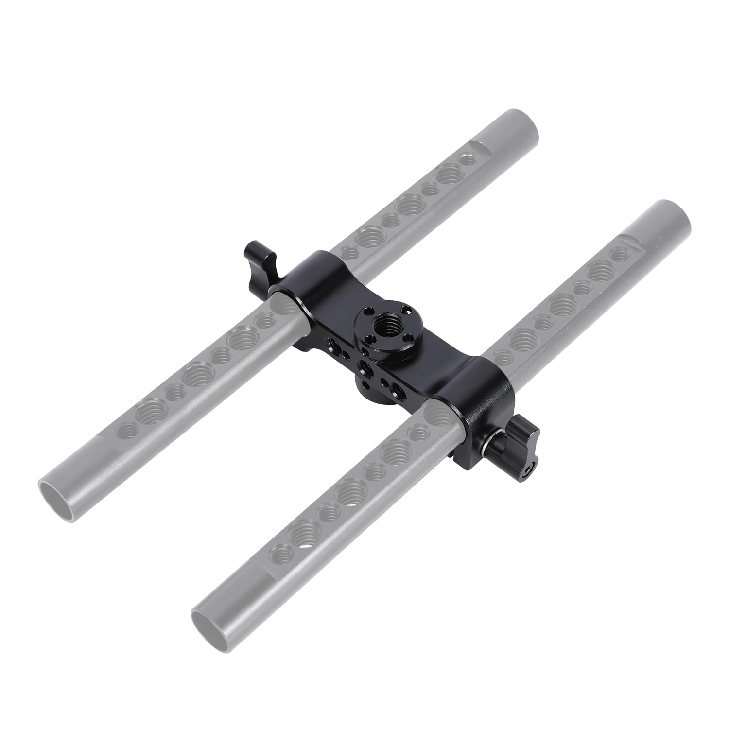 Photo 1 of NICEYRIG 15mm Rod Clamp with Locating Holes for ARRI & 1/4’’, Dual 15mm Rod Rail Extension Applicable for DSLR Top Handle Articulating Magic Friction Arm - 568