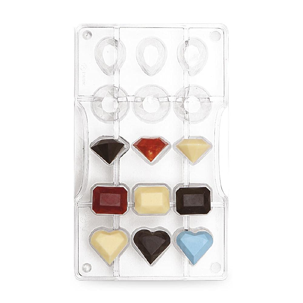 Decora 0050154 GEMS Chocolate Mould 15 CAV 200 X 120 X 22 H MM, Policarbonato