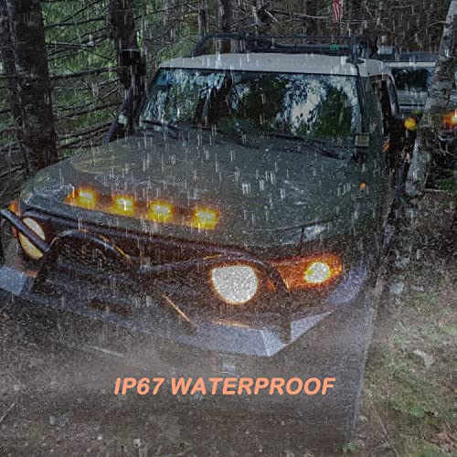 Smoked Amber Full LED Center Grille Lights Kit, 4Pcs 4 Inch Running