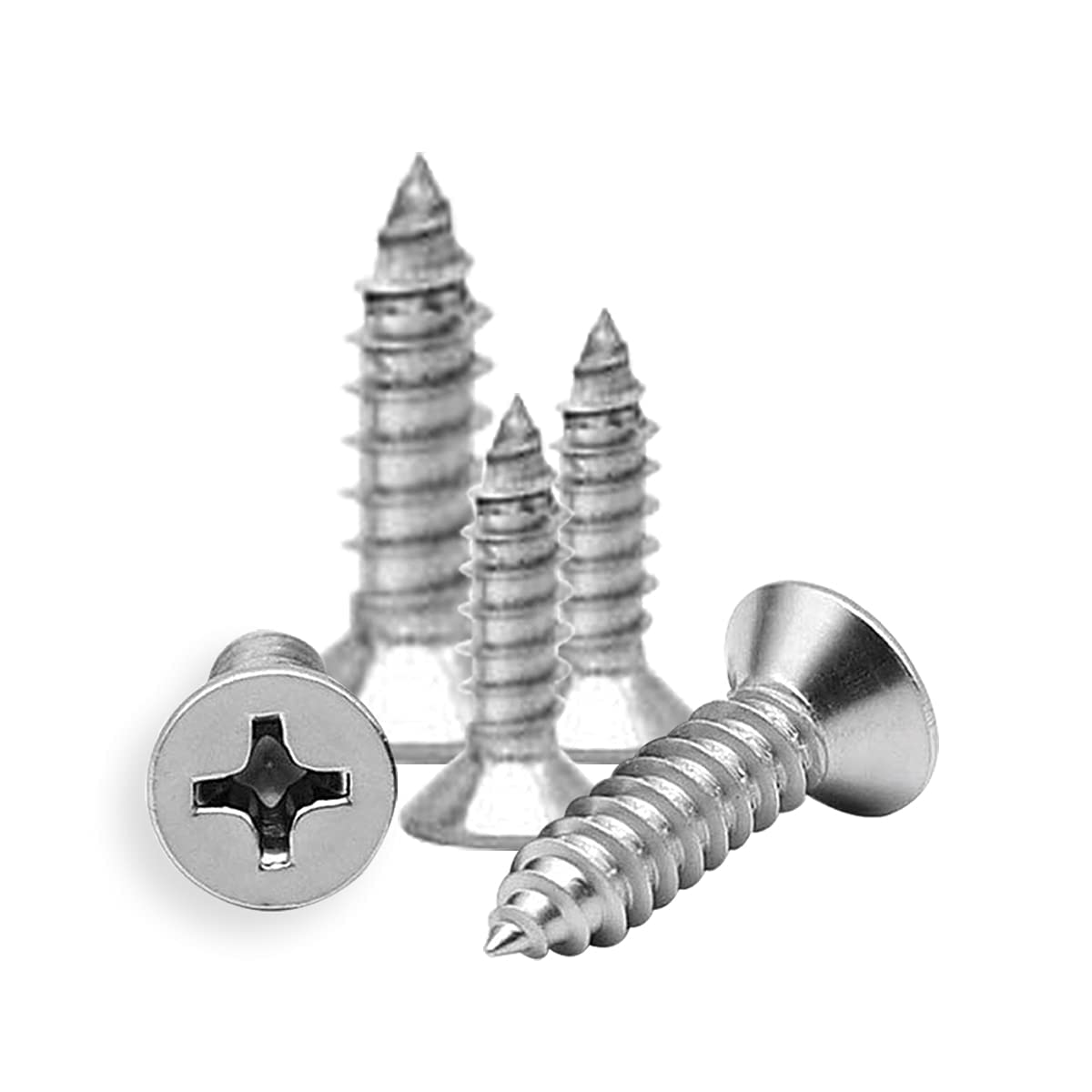 #6 X 1/2" Stainless Wood Screw 1 pcs - Flat Head Self Tapping Screw Machine Screws, Pointed Tail, Full Thread
