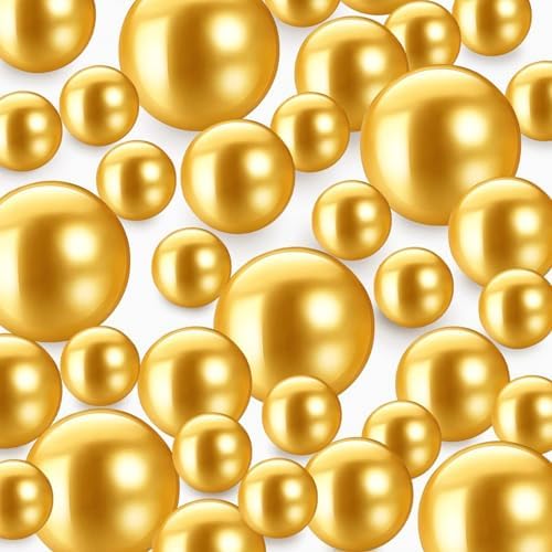 FENGCHUANG 150 Pcs Floating Pearls, 3 Sizes No Hole Gloss Pearl, Acrylic Faux Pearls for Vase Filler, DIY Jewelry, Floating Candle Home Decoration, Vase Centerpieces, 8/14/20mm (Yellow)