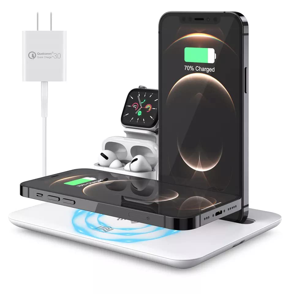 Charging Station,3 in 1 Wireless Charging Station,Charging Station for Apple Devices for iPhone 14/13/12/11/Pro/X/Max/XS/XR/8/Plus, for Apple Watch 8/7/6/5/4/3/2/SE, for Airpods 3/2/Pro