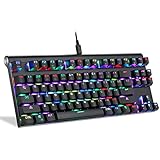 BAKTH Mechanical Keyboard with Blue Switches, 16.8 Million RGB Cool LED Backlit 87 Keys Anti-ghosting Gaming Keyboard with Non-Fading Double Injection Molding Keycaps