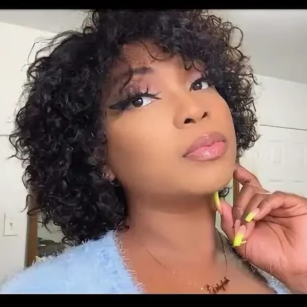 Short Curly Human Hair Wigs for Women UDU Hair Afro Curly Wig Natural Black Brazilian Real Hair Wigs 150% Density