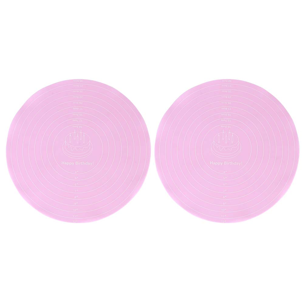 2 Pcs Silicone Baking Mat, 30cm/12in Non-stick Pastry Mat with Measurements Non-slip Dough Rolling Kneading Board Round Counter Mat for Pie/Bread/Pizza/Fondant