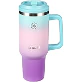 ICEWATER 40 oz Tumbler with 2 Lids (Flip & Standard Straw),100% Leak Proof Insulated Tumbler with Handle, Cup Holder Friendly, Stainless Steel Water Bottle, Gifts for Women & Men (Violet)