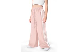 IIMMER Girls Striped Side Fashion Baggy Track Pants Cute Bowknots Y2K Wide Leg Sweatpants 5-14 Years