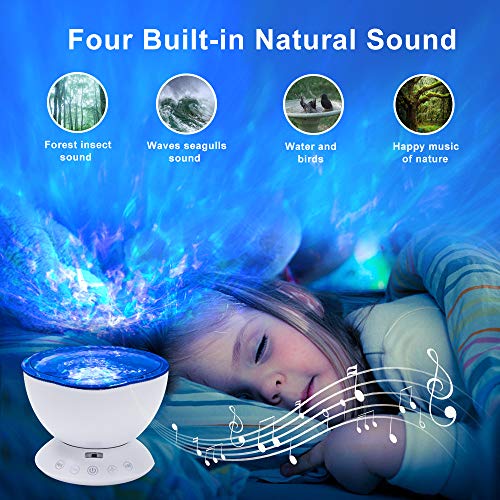 AZIMOM Ocean Wave Projector Remote Control 12Led 7 Colors Undersea Wave