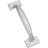 National Hardware Door Pull Handle, 6-1/2 in, Steel, Zinc Plated | Cold-Rolled Steel Grip for Metal and Wood Doors on Sheds, Garages and Barns; Screws Included