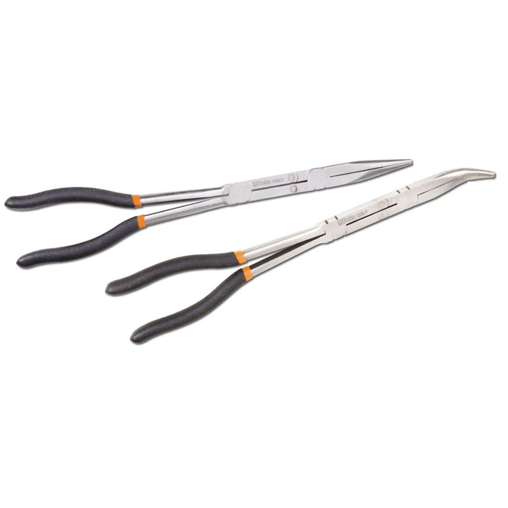 Beta 1009L/DP-S2 Set of 2 Long Knurled Half Round Nose Pliers with Double Joint