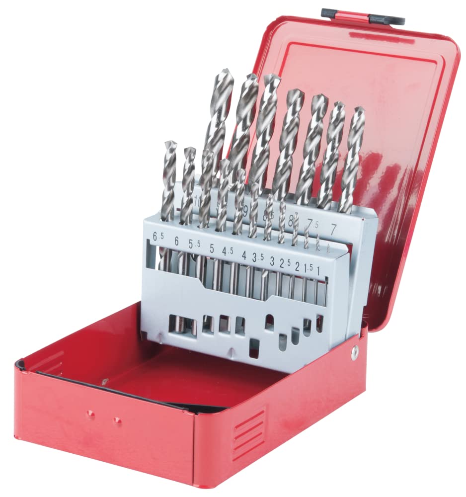 KS Tools 330.2610 HSS-G Twist drill set, in metal case, 19 pcs 1-10mm