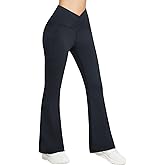 baleaf Women's Fleece Lined Pants Winter Thermal Warm Flare Leggings Crossover Yoga Pants Bell Bottom with Pockets