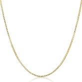 EVAYA 14K Gold Box Chain Necklace for Women (0.5mm Width, 14"-24" Length) - 14K Solid Gold Necklace & Real Gold Chain - Cadenas de Oro 14K Puro para Mujer