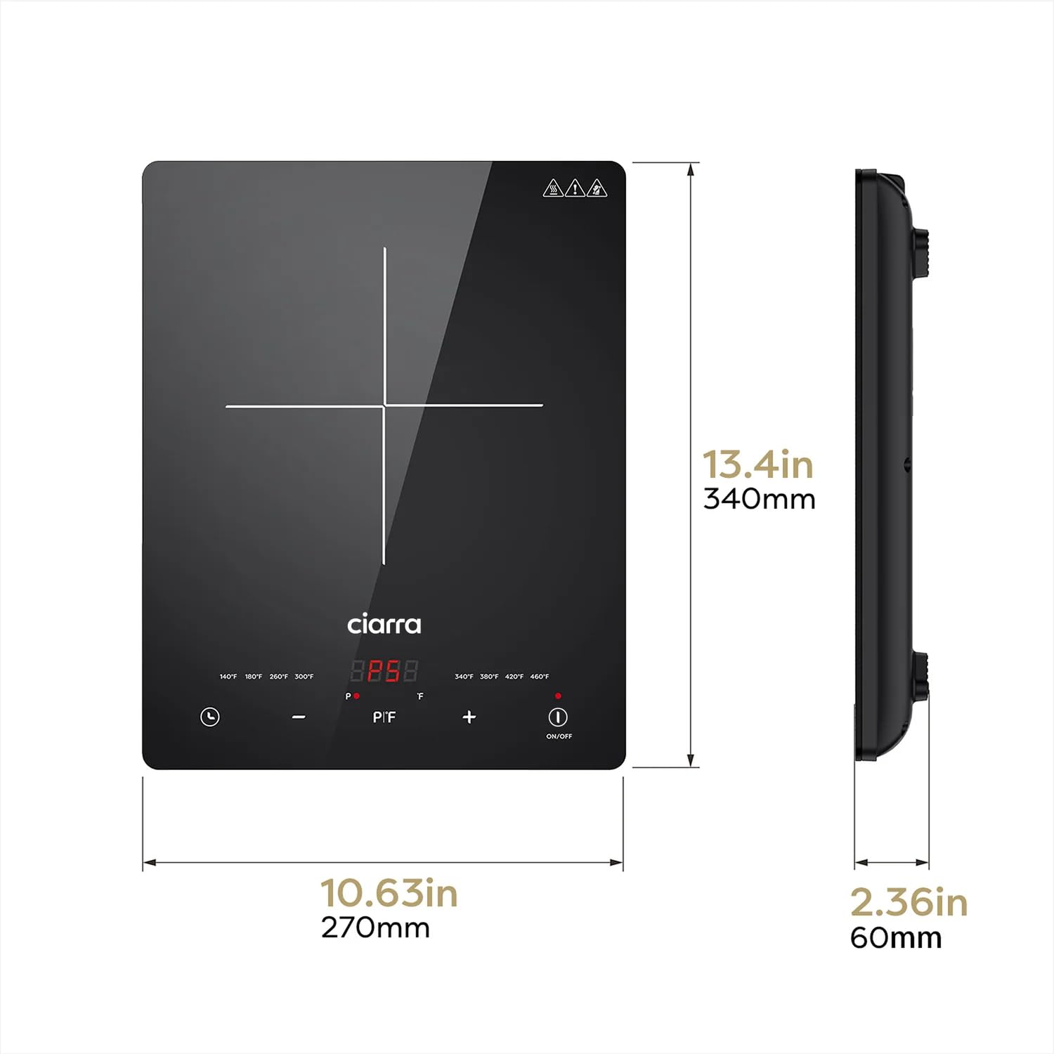 CDV 1800W Portable Induction Cooktop, Ultra Slim Single Electric Countertop Burner with Sensor Touch and Digital timer ETL Approved.