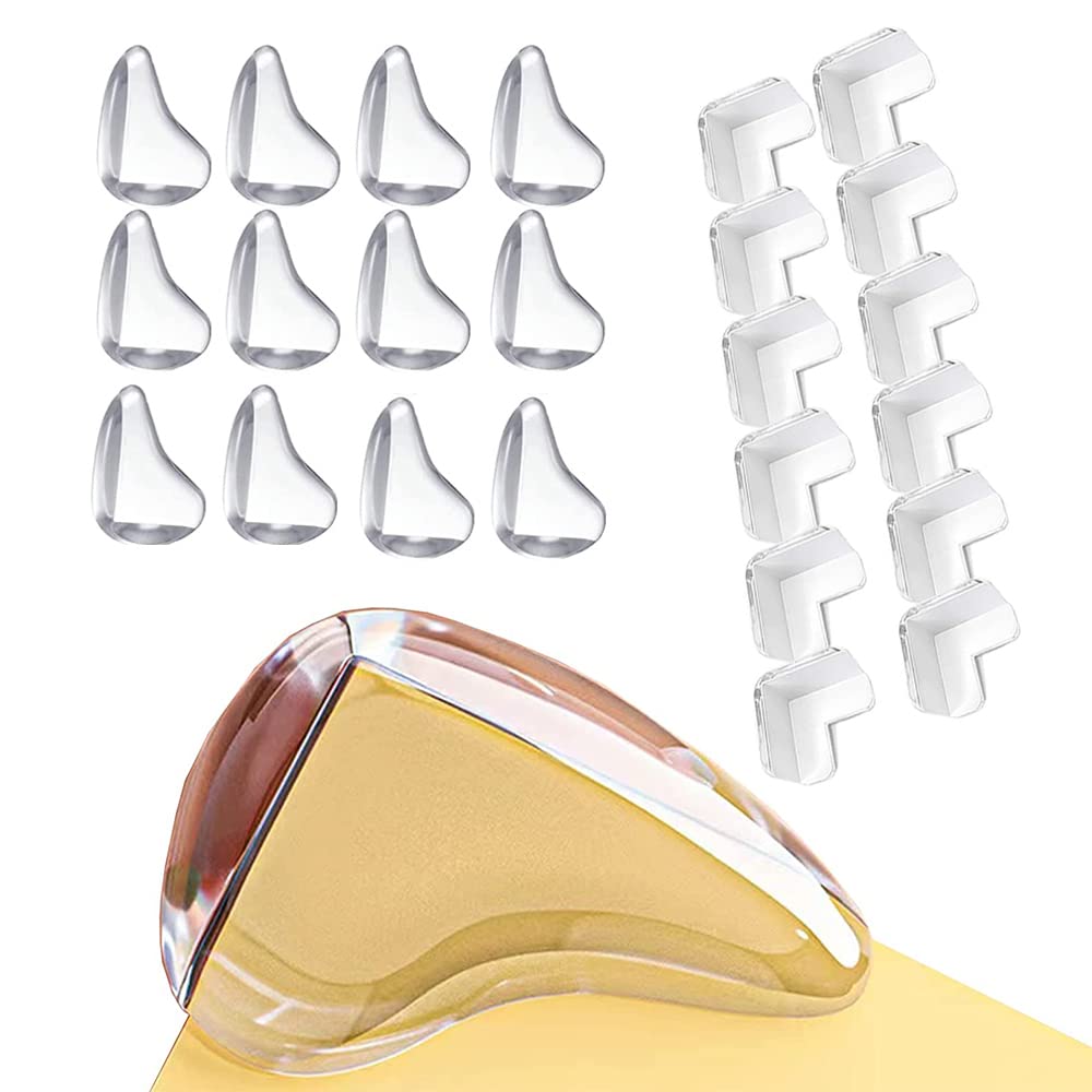 Corner Protectors for Kids, 24 Pack Safety Corner Guards Clear Furniture Table Corner Protection, Against Sharp Corners, Soft, Keep Baby Safe (L shape + water drop)