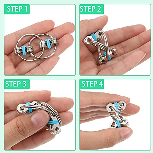 18 Pieces Bike Chain Fidget Toy Flippy Chain Fidget Toy Stress Relief