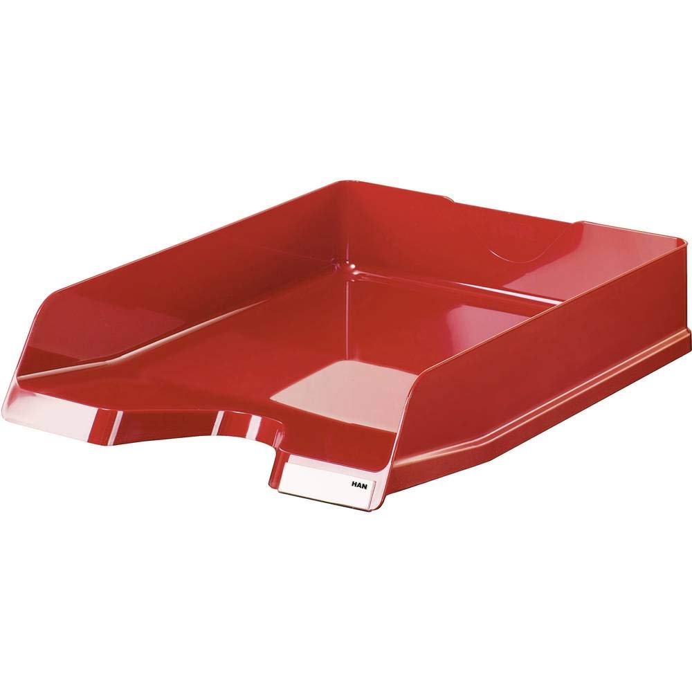 HAN Viva Letter Tray DIN A4 / C4, Stackable, with Clip, High-Gloss, Red