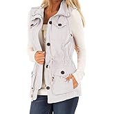 Koodred Women's Casual Military Utility Vest Lightweight Sleeveless Drawstring Jackets with Pockets