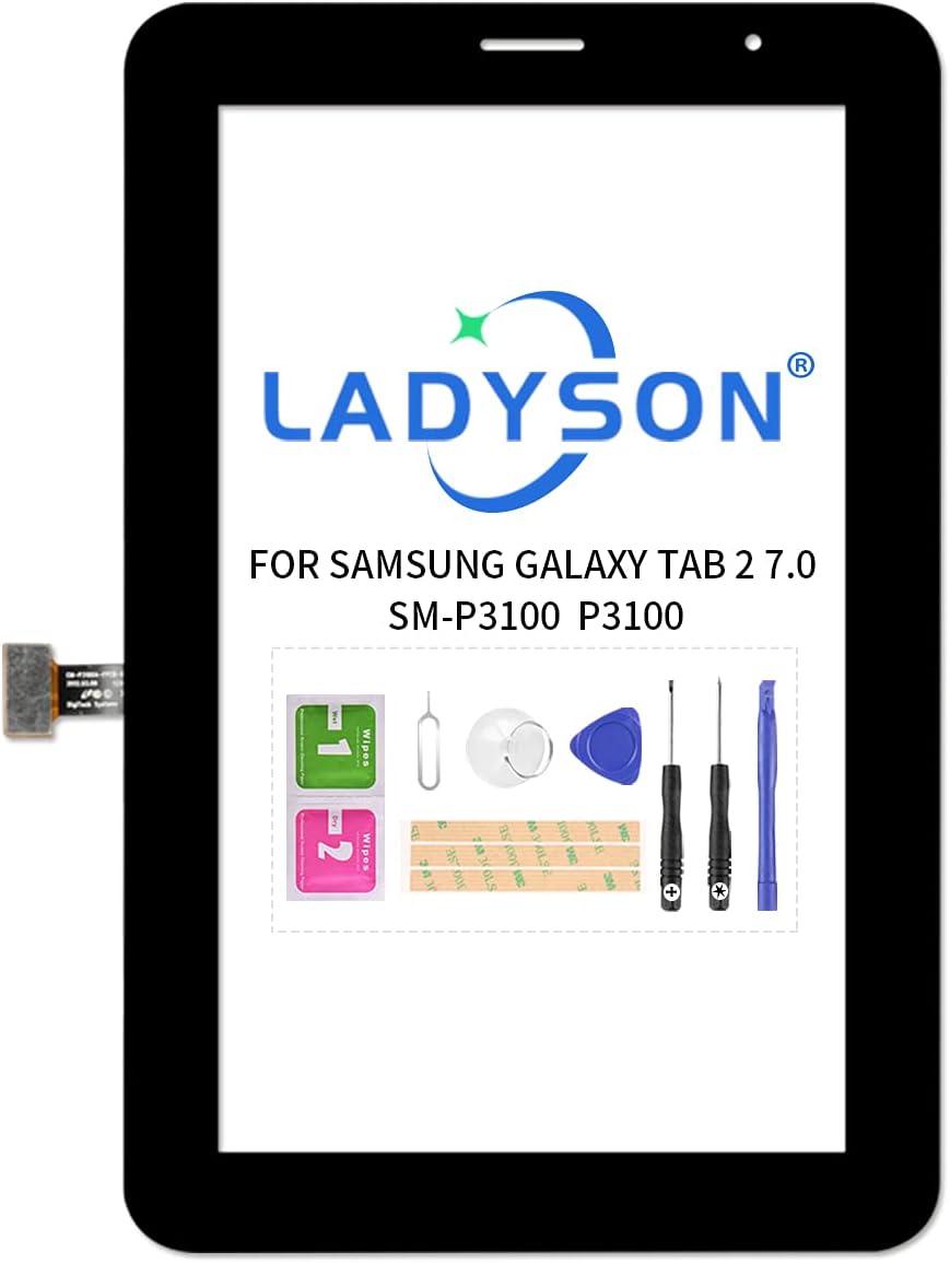 LADYSON Samsung Galaxy Tab 2 P3100 7 Inch Touch Screen Digitizer Glass Black
