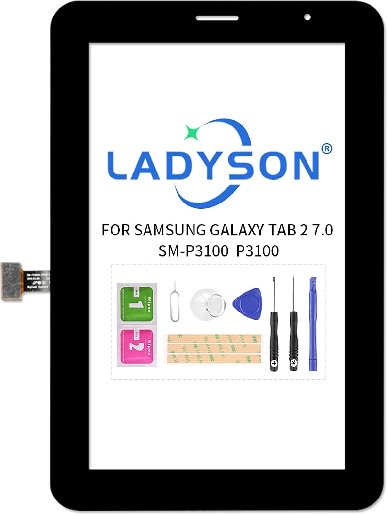 LADYSON Samsung Galaxy Tab 2 P3100 7 Inch Touch Screen Digitizer Glass Black
