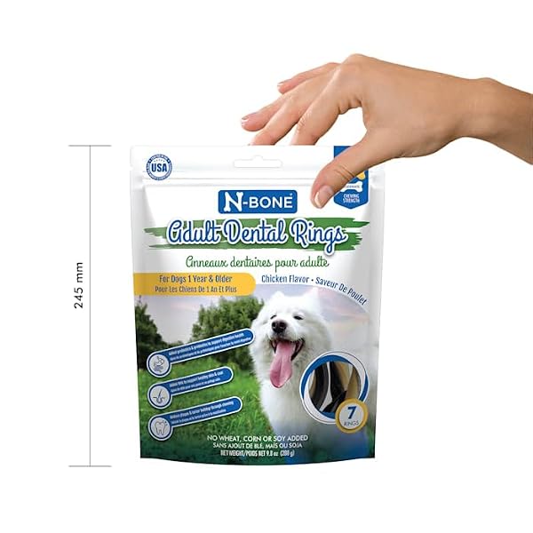 N-BONE ADULT DENTAL RINGS CHICKEN FLAVOR DOG TREATS, 7 COUNT 9.8-OZ BAG, BROWN, 1 COUNT (PACK OF 1)