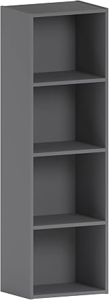 Vida Designs Oxford 4 Tier Cube Bookcase Grey Wood Shelving Unit