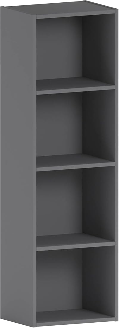 Vida Designs Oxford 4 Tier Cube Bookcase Grey Wood Shelving Unit