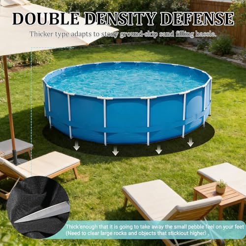 CAIEJSAEN Outdoor Pool Floor Mat, 370 cm Round Mat Under Pools, 200 g/m², Non-Woven Geotextile, Easy Installation, Simple Cut, Protection to Prevent Punctures Objects