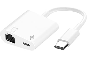 1STCHAMP MFi Certified 2 in 1 USB C to RJ45 Ethernet LAN Network Adapter with 60W USB Type C Charge Port Compatible with iPho