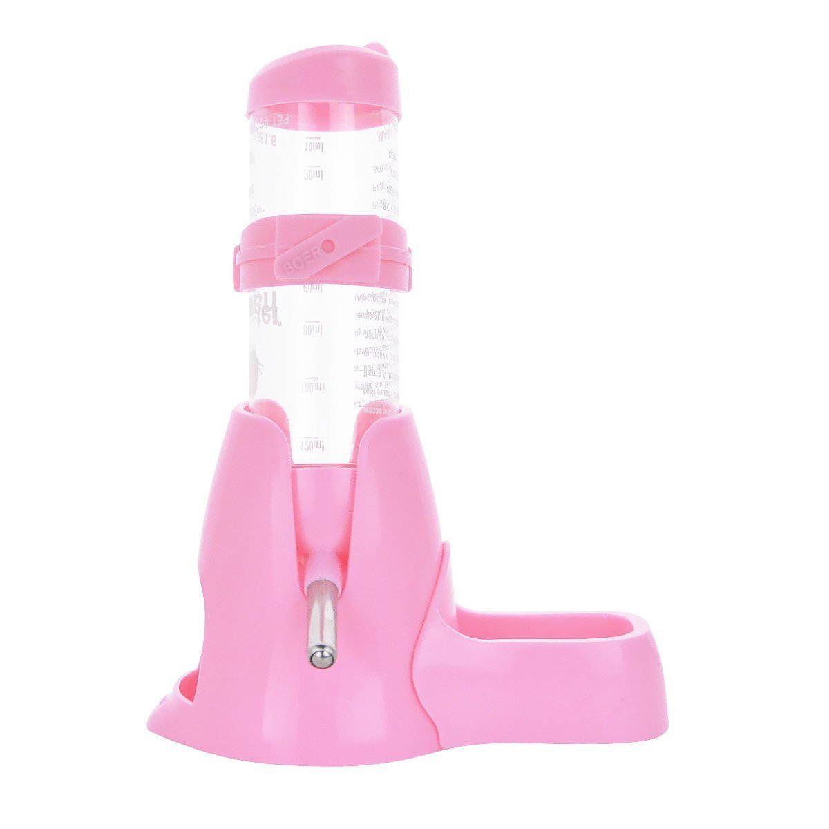 MOACC Hamster Water Bottle, No Drip Automatic Feeder Water and Food Dispenser, Small Animal Drinking Bottle Ideal for Guinea Pig, Rat, Rabbit, Dwarf, Gerbil, Chinchilla(125ML, Pink)