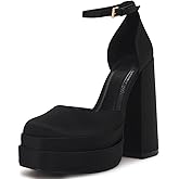 VETASTE Womens Platform Heels Chunky High Heels Ankle Buckle Strap Pumps Party Wedding Dress Shoes