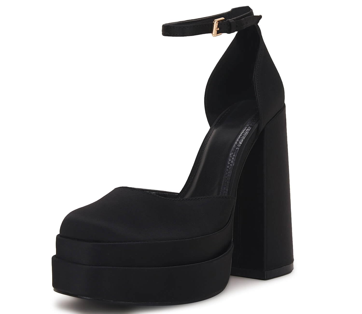 Photo 1 of VETASTE Womens Platform Heels Chunky High Heels Ankle Buckle Strap Pumps Party Wedding Dress Shoes Black