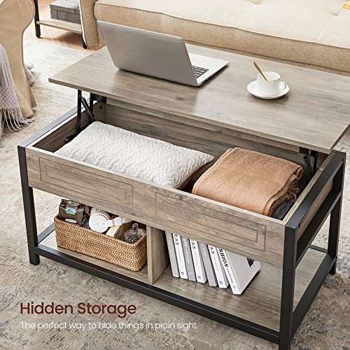 VASAGLE Lift Top Coffee Table with Hidden and Open Storage Compartments ...