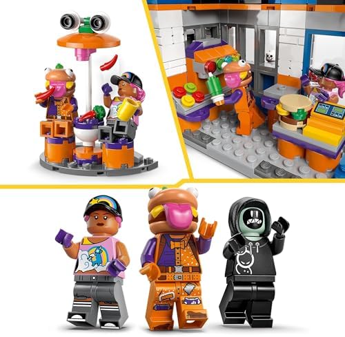 Fortnite Ristorante di Durrr Burger - Gioco Creativo con le Minifigure di Bombarola da Spiaggia, Manzo-boss e Makaber - Regalo per Gamer, Bambini e Bambine da 10 Anni in su da Collezione - 77076
